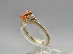 Gouden Vintage ring edelsteen vuuropaal en diamant. 2025/835, 18 tot 19, ., Nieuw, Oranje