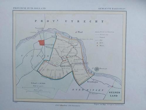 AG57 / Litho van J. Kuyper uit 1867 van Hagestein ZH, Antiek en Kunst, Kunst | Litho's en Zeefdrukken, Ophalen of Verzenden