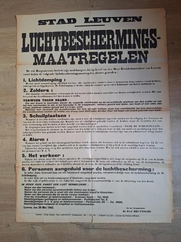 1943 Affiche Luchtbescherming Leuven beschikbaar voor biedingen