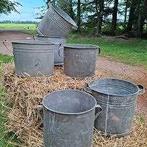 Oude brocante zinken teil emmer plantenbak kerstboom ton, Gebruikt, B, Ophalen of Verzenden, Metaal