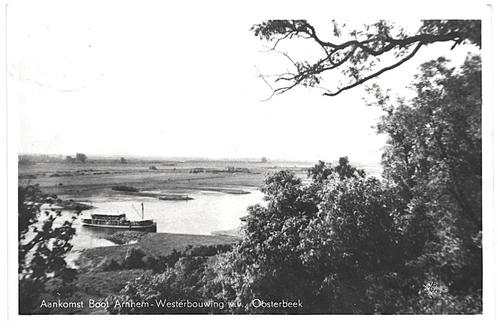 965226	Oosterbeek	1950 Rijngezicht	Aank Boot Westerbouwing	G, Verzamelen, Ansichtkaarten | Nederland, Gelopen, Gelderland, 1940 tot 1960