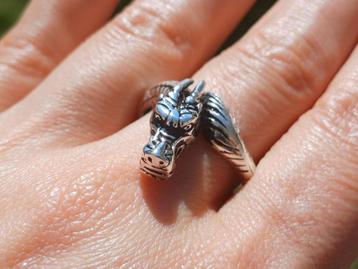Vanoli 925 zilveren heren ring draak dragon maat 21 beschikbaar voor biedingen
