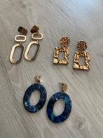 Statement oorbellen goud kleur blauw set van 3, Goud, Ophalen of Verzenden, Zo goed als nieuw