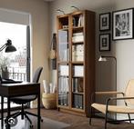 Billy Oxberg Vitrine-boekenkast donkerbruin IKEA, Huis en Inrichting, Met deur(en), 200 cm of meer, 50 tot 100 cm, Zo goed als nieuw