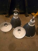 Vintage industriële hanglampen (uit de 50e jaren), Huis en Inrichting, Lampen | Hanglampen, Ophalen, Gebruikt, Minder dan 50 cm