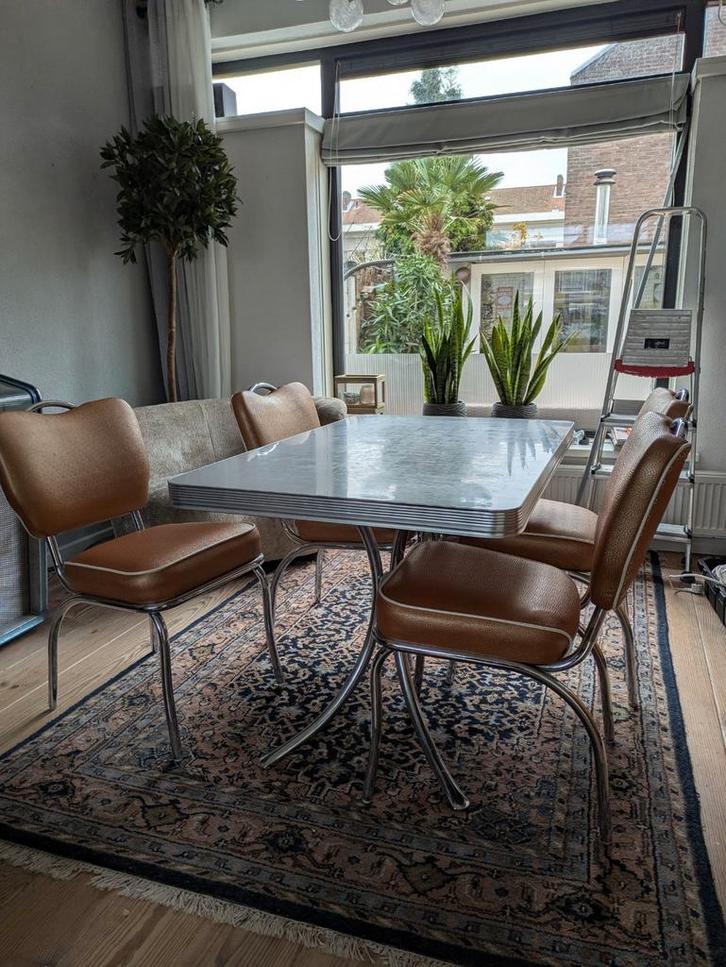 Bel air eetkamertafel en stoelen, Huis en Inrichting, Tafels | Eettafels, Gebruikt, 50 tot 100 cm, Rechthoekig, Ophalen