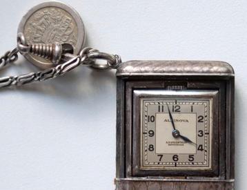 Prachtig zilveren Zwitsers reis/zakhorloge van Alpina Gruen beschikbaar voor biedingen