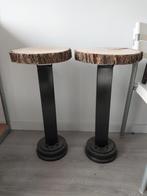 Twee bijzettafeltjes echt houten boomstamschijf, Ophalen, Rond, Minder dan 55 cm, 60 cm of meer