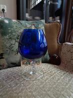 Vintage Empoli Italy Vaas / Blauw Glas Jaren 60 ** Mimosa **, Antiek en Kunst, Ophalen of Verzenden