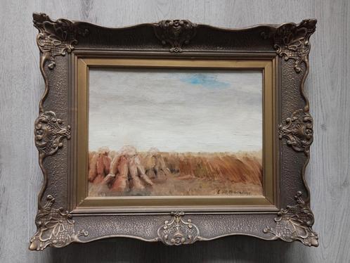 1920 - Landschap met korenschoven - Gesigneerd, Antiek en Kunst, Kunst | Schilderijen | Klassiek, Ophalen of Verzenden