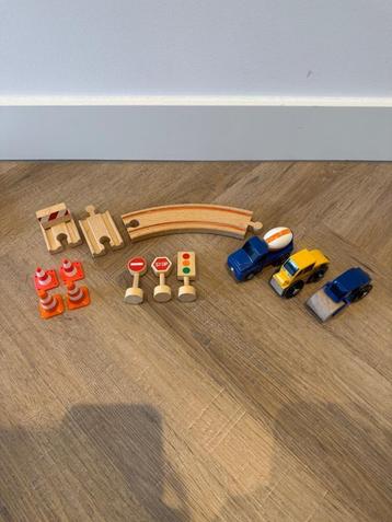 Heel goed 13x Brio Playtive houten trein auto betonwagen set beschikbaar voor biedingen