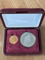 Gouden tientje 1932 + zilveren penning in cassette met, Postzegels en Munten, Munten | Nederland, Ophalen, Setje, Goud, Koningin Wilhelmina