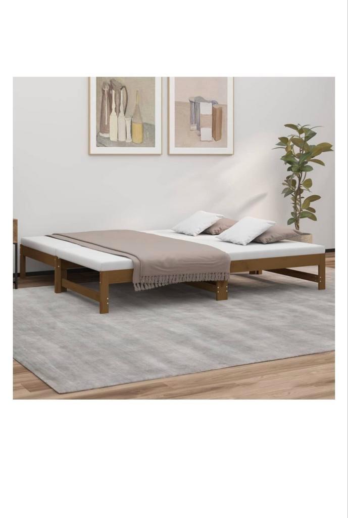 vidaXL uitschuifbaar bed grenenhout 2x(90x200) cm, Huis en Inrichting, Slaapkamer | Bedden, Zo goed als nieuw, Tweepersoons, 200 cm
