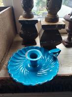 Mooie oude Franse blauwe emaille blaker/kandelaar, Ophalen of Verzenden