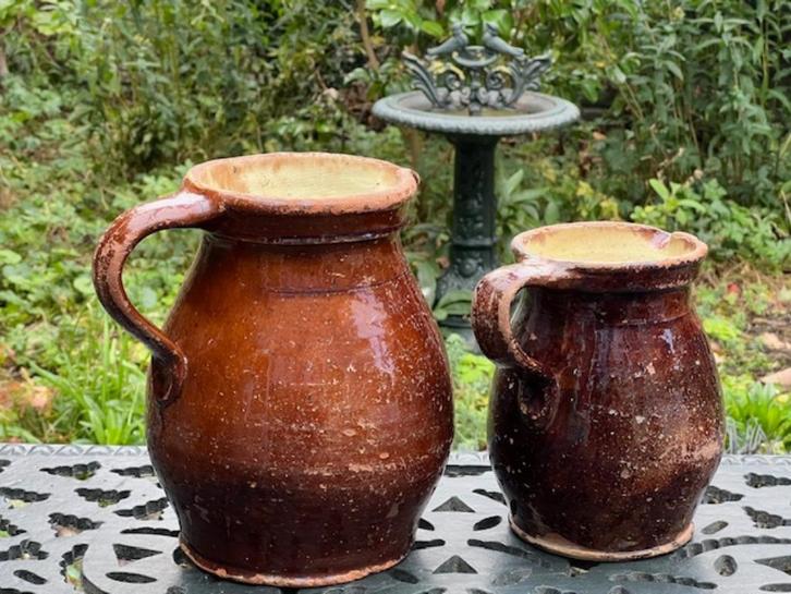 2 ANTIEKE STEENGOED OORKANNEN GEGLAZUURD, Antiek en Kunst, Antiek | Keramiek en Aardewerk, Verzenden