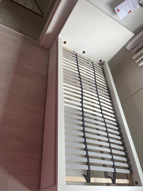 1 persoons bed 90x200, Huis en Inrichting, Slaapkamer | Bedden, Zo goed als nieuw, Eenpersoons, 90 cm, 200 cm, Hout, Wit, Ophalen