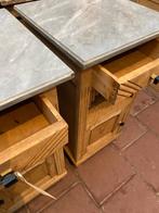 Twee landelijk Frans eiken kastjes nachtkastjes, Ophalen, Gebruikt, Minder dan 45 cm