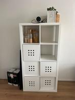 Ikea kallax kast vakkenkast wit met 8 vakken en 5 manden, Huis en Inrichting, Kasten | Wandmeubels, Ophalen, Met plank(en), Zo goed als nieuw