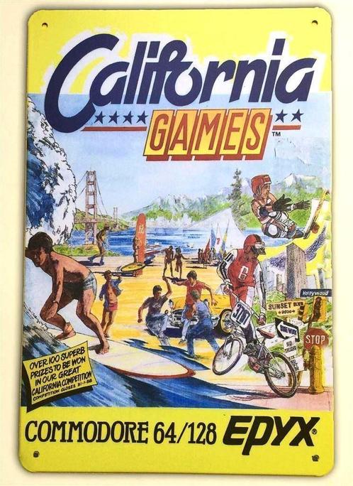 CALIFORNIA GAMES Commodore 64 Metalen Wandbord, Spelcomputers en Games, Games | Overige, Nieuw, 1 speler, Verzenden