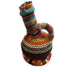 Handgemaakte Afrikaanse aardewerken kruik met fijn kralenwer, Antiek en Kunst, Ophalen of Verzenden