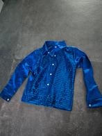 Blauw pailletten overhemd, maat 134/140, Ophalen, Gebruikt, 134 t/m 140, Jongen