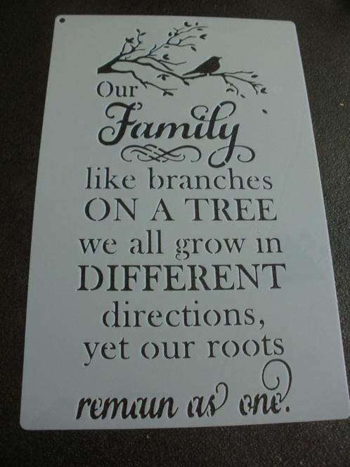 0995-HERBRUIKBAAR SJABLOON – TEKST: OUR FAMILY, Hobby en Vrije tijd, Knutselen, Nieuw, Materiaal, Ophalen of Verzenden