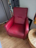 Mooie Rode Leren Fauteuil, Ophalen, Gebruikt, Tijdloos, 75 tot 100 cm
