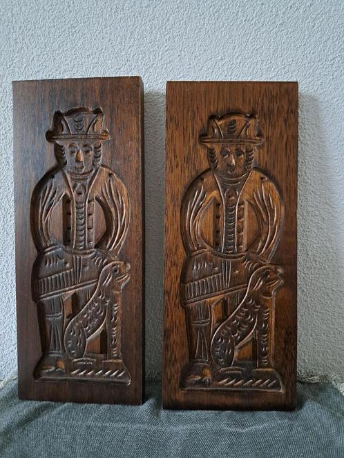 1 donker houten speculaasplank, koek plank, man met hond, Antiek en Kunst, Antiek | Keukenbenodigdheden, Ophalen of Verzenden