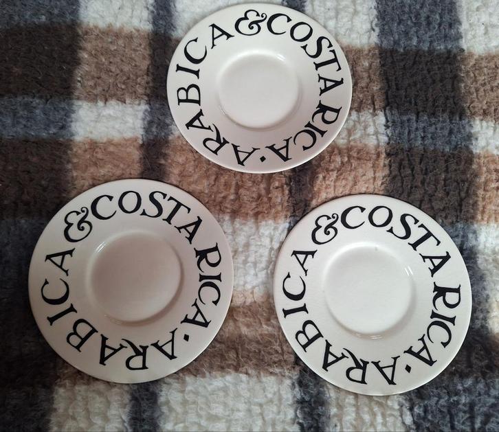 Emma Bridgewater Black Toast 3 espresso schoteltjes., Huis en Inrichting, Keuken | Servies, Kop(pen) en/of Schotel(s), Overige stijlen