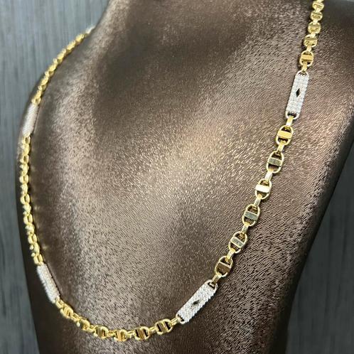 14 karaats gouden ketting flat magnum schakel massief, Sieraden, Tassen en Uiterlijk, Kettingen, Nieuw, Goud, Ophalen of Verzenden