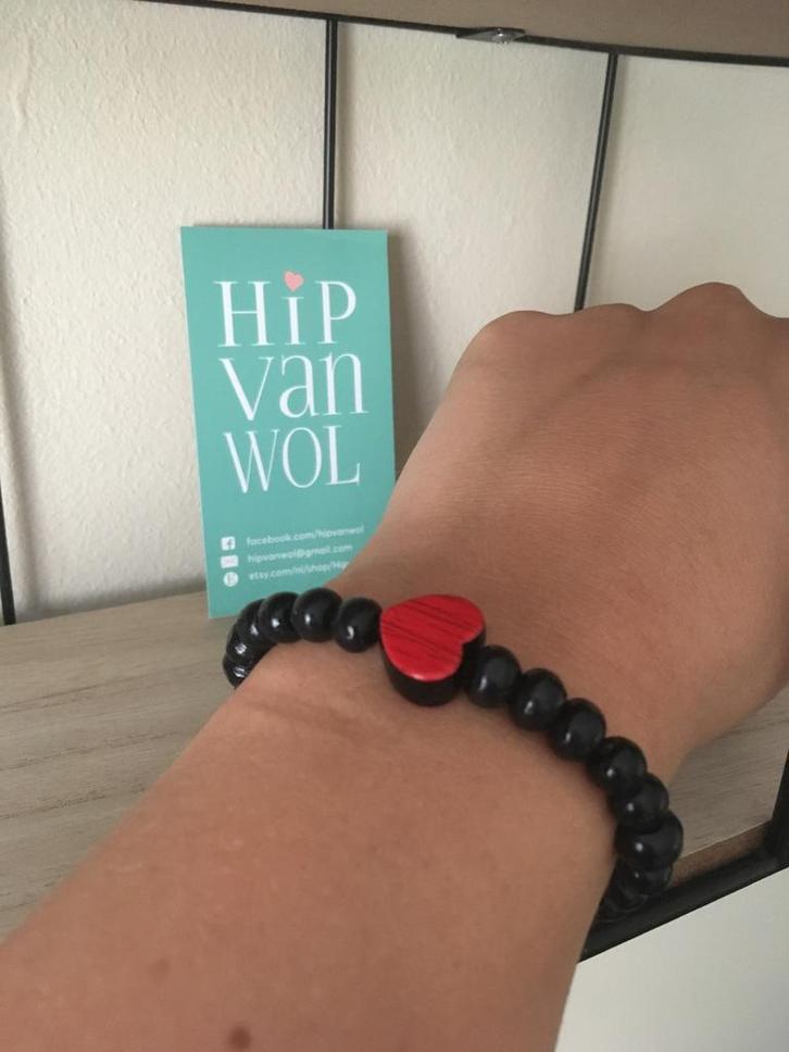 Hartjes, Sieraden, Tassen en Uiterlijk, Armbanden, Nieuw, Elastiek, Overige kleuren, Met bedels of kralen, Ophalen of Verzenden