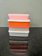 Stapeltje van 4 vierkante tupperware doosjes, Ophalen of Verzenden, Zo goed als nieuw, Rood, Bus of Trommel