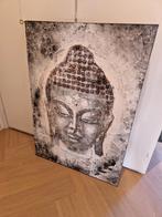 Buddha Schilderij met Reliëf - Grijs/Bruin - 70x100cm, Ophalen, Zo goed als nieuw
