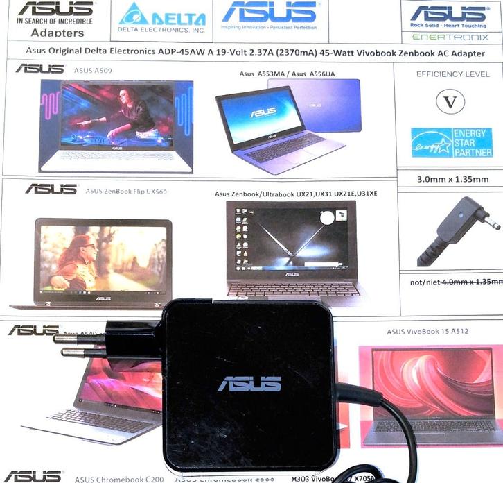 Asus ZenBook UX21E UX31E ADP-45AW 19V 2.37A 45W Adapter, Computers en Software, Laptop-opladers, Zo goed als nieuw, Ophalen of Verzenden