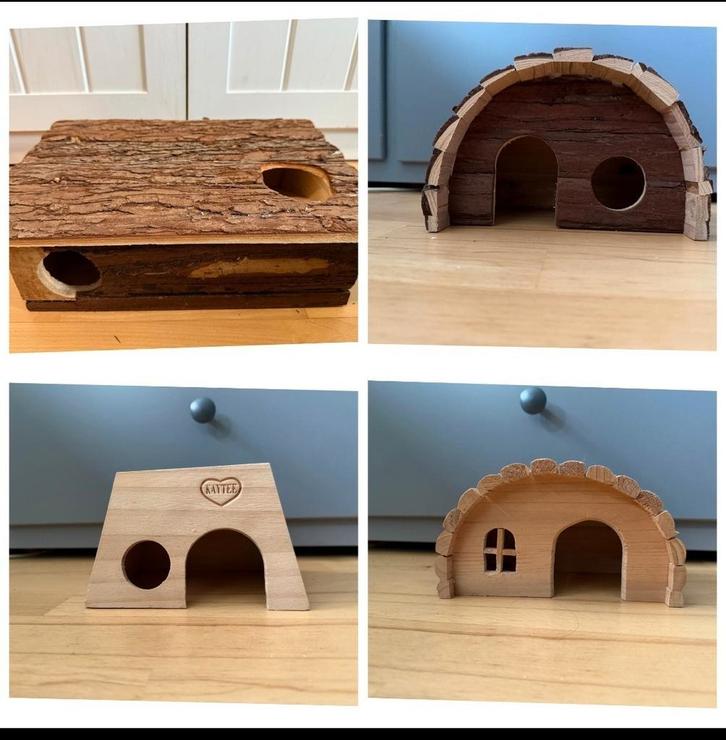 4 knaagdier huisjes, Dieren en Toebehoren, Knaagdieren en Konijnen | Toebehoren, Zo goed als nieuw, Ophalen