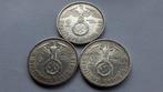 WO2 3x 2 Reichsmark zilver nazi duitsland, Postzegels en Munten, Setje, Zilver, Duitsland, Ophalen of Verzenden