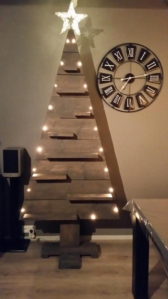 Steigerhouten antraciet kleurige kerstboom, Diversen, Kerst, Zo goed als nieuw, Ophalen