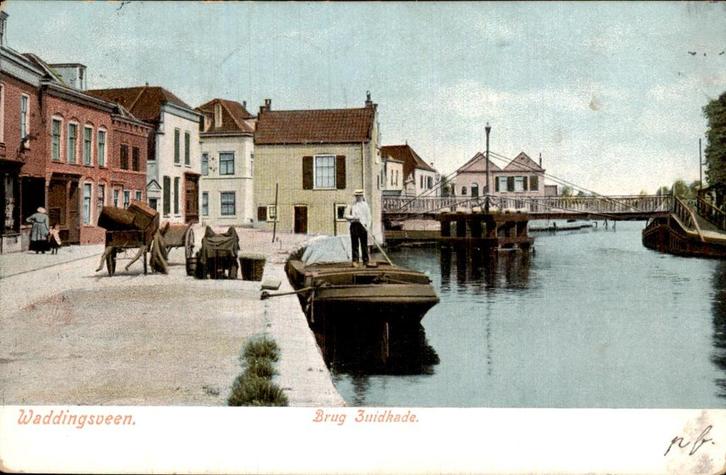 Waddingsveen - Brug Zuidkade, Verzamelen, Ansichtkaarten | Nederland, Gelopen, Zuid-Holland, Voor 1920, Ophalen of Verzenden