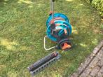 Slanghaspel met 25 meter slang en gazonsproeier van gardena, Tuin en Terras, Tuinslangen, Ophalen, Gebruikt, Tuinslanghaspel
