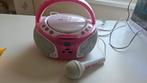 Lenco SCD-650PK Radio CD/MP3/USB met Microfoon - Roze, Ophalen of Verzenden, Zo goed als nieuw, Radio, Met cd-speler