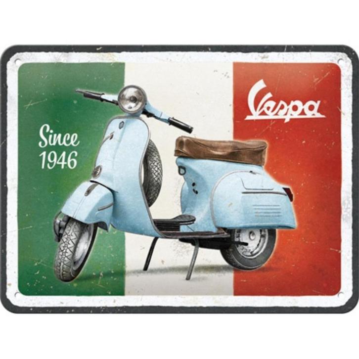 Vespa scooter since 1946 relief reclamebord van metaal deco, Verzamelen, Merken en Reclamevoorwerpen, Nieuw, Reclamebord, Verzenden