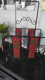 Vintage lectuurmand plantenbak metaal bloemen, Huis en Inrichting, Woonaccessoires | Krantenbakken en Lectuurbakken, Ophalen of Verzenden
