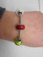Zilveren armband met 3 murano bedels zilveren kern nr.1444, Sieraden, Tassen en Uiterlijk, Armbanden, Verzenden, Zo goed als nieuw
