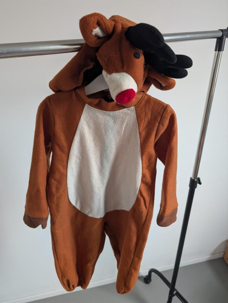 2x Rendier Onesie met Muts - Feestelijk!, Ophalen of Verzenden, Zo goed als nieuw, 104 of kleiner, Jongen of Meisje