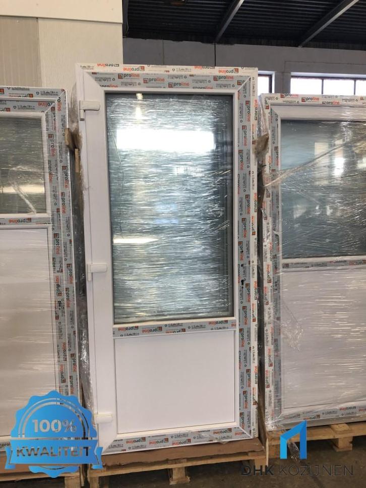 Kunststof Deur 2/3 Glas 93b x 205h - Op Voorraad, Doe-het-zelf en Verbouw, Deuren en Horren, Nieuw, Buitendeur, 200 tot 215 cm