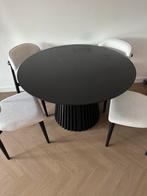 Zwarte Uitschuifbare Eettafel, Huis en Inrichting, Tafels | Eettafels, Gebruikt, 150 tot 200 cm, Ophalen of Verzenden, Vijf personen of meer