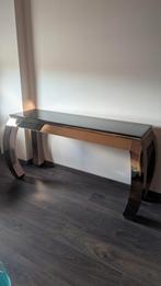 Luxe console tafel rose goud met zwart glas, 45 tot 60 cm, Nieuw, Ophalen of Verzenden, Glas