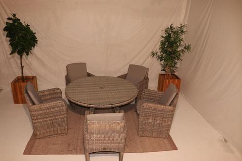 5x barbados met tafel #41, Tuin en Terras, Tuinsets en Loungesets, Zo goed als nieuw, Tuinset, Wicker, 5 zitplaatsen, Eettafel