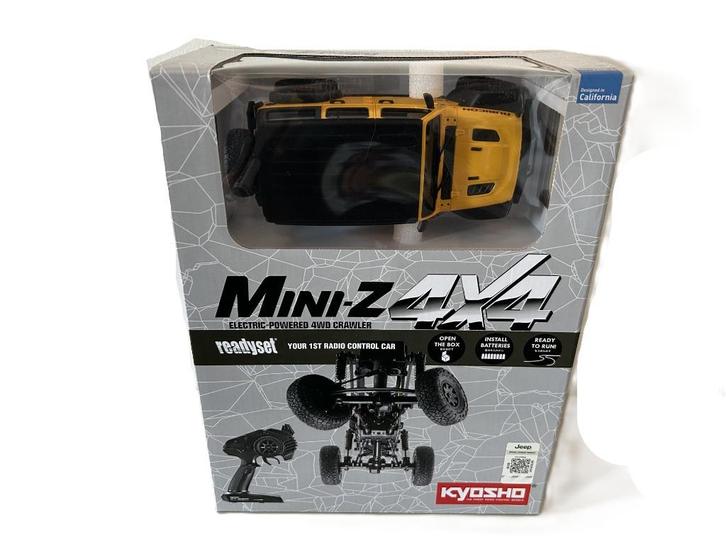 Kyosho Mini-Z 4X4 MX-01 Jeep Wrangler Rubicon geel, Hobby en Vrije tijd, Modelbouw | Radiografisch | Auto's, Nieuw, Auto onroad