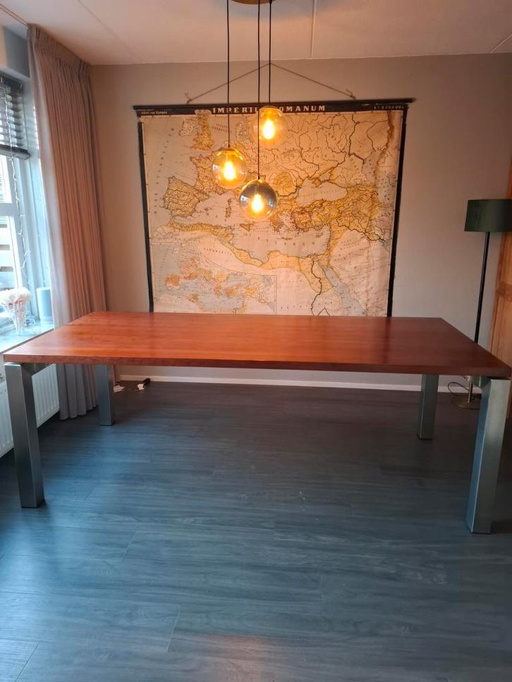 Design eettafel massief mahonie 100x220, Huis en Inrichting, Tafels | Eettafels, Gebruikt, 50 tot 100 cm, 200 cm of meer, Rechthoekig